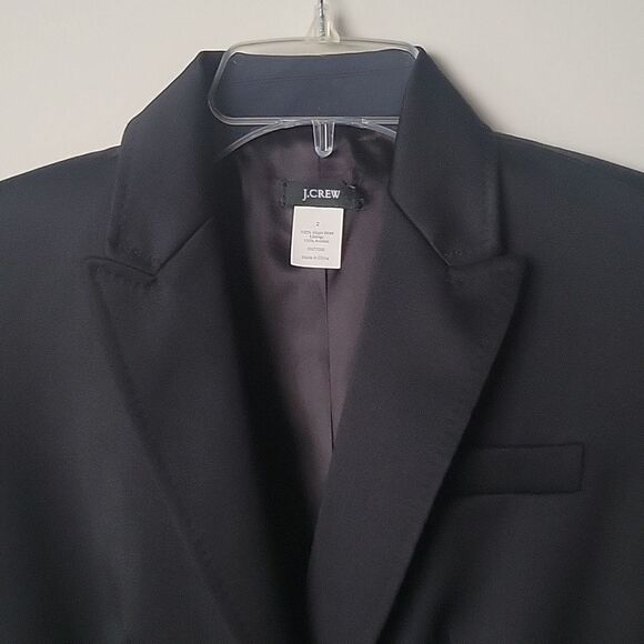 NEW J Crew SZ 2 Wool Black Blazer Jacket Academia Office Preppy VTG Y2K Tuxedo - Picture 4 of 15